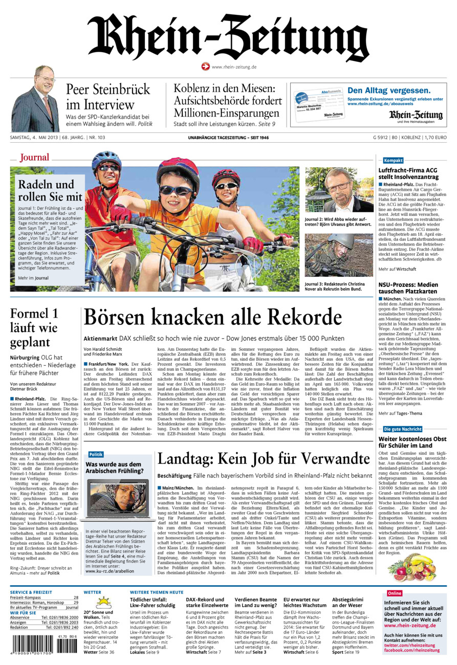 Rhein-Zeitung Koblenz & Region vom Samstag, 04.05.2013