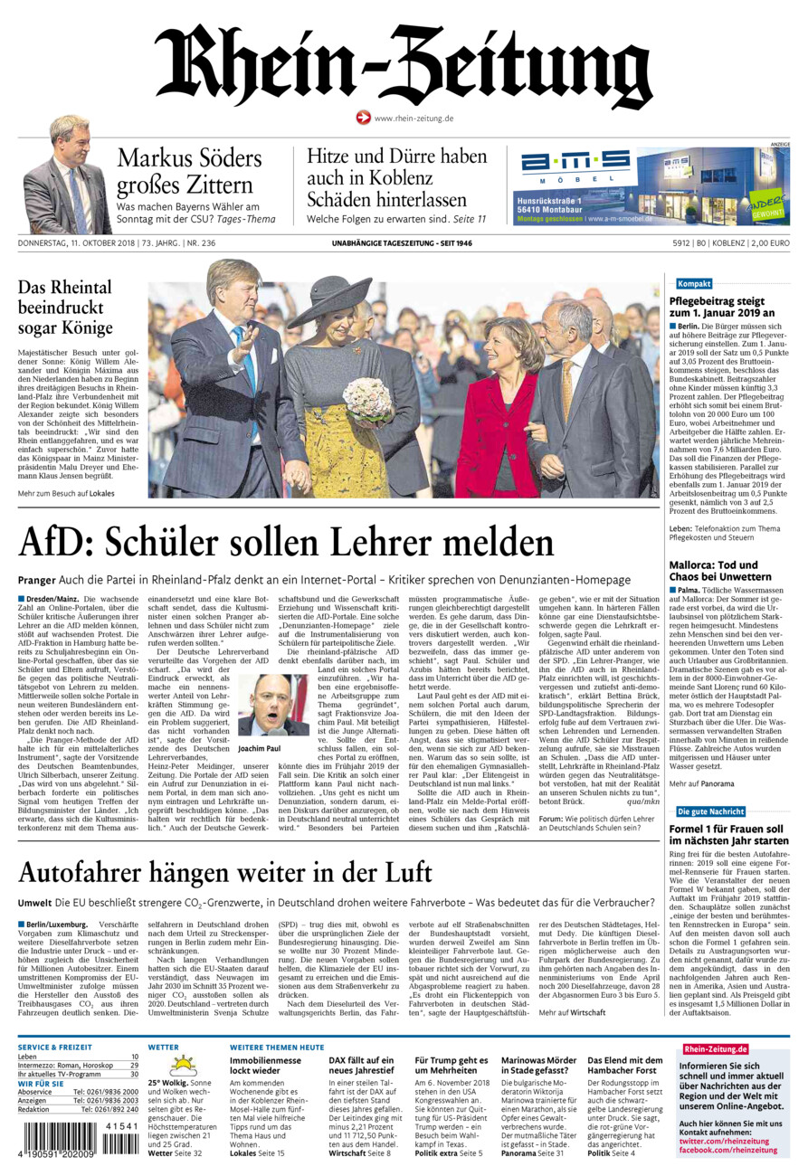 Rhein-Zeitung Koblenz & Region vom Donnerstag, 11.10.2018
