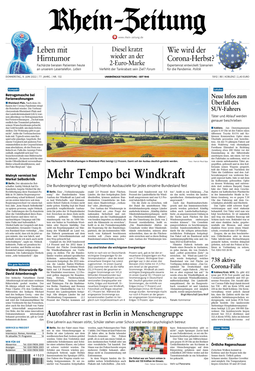 Rhein-Zeitung Koblenz & Region vom Donnerstag, 09.06.2022