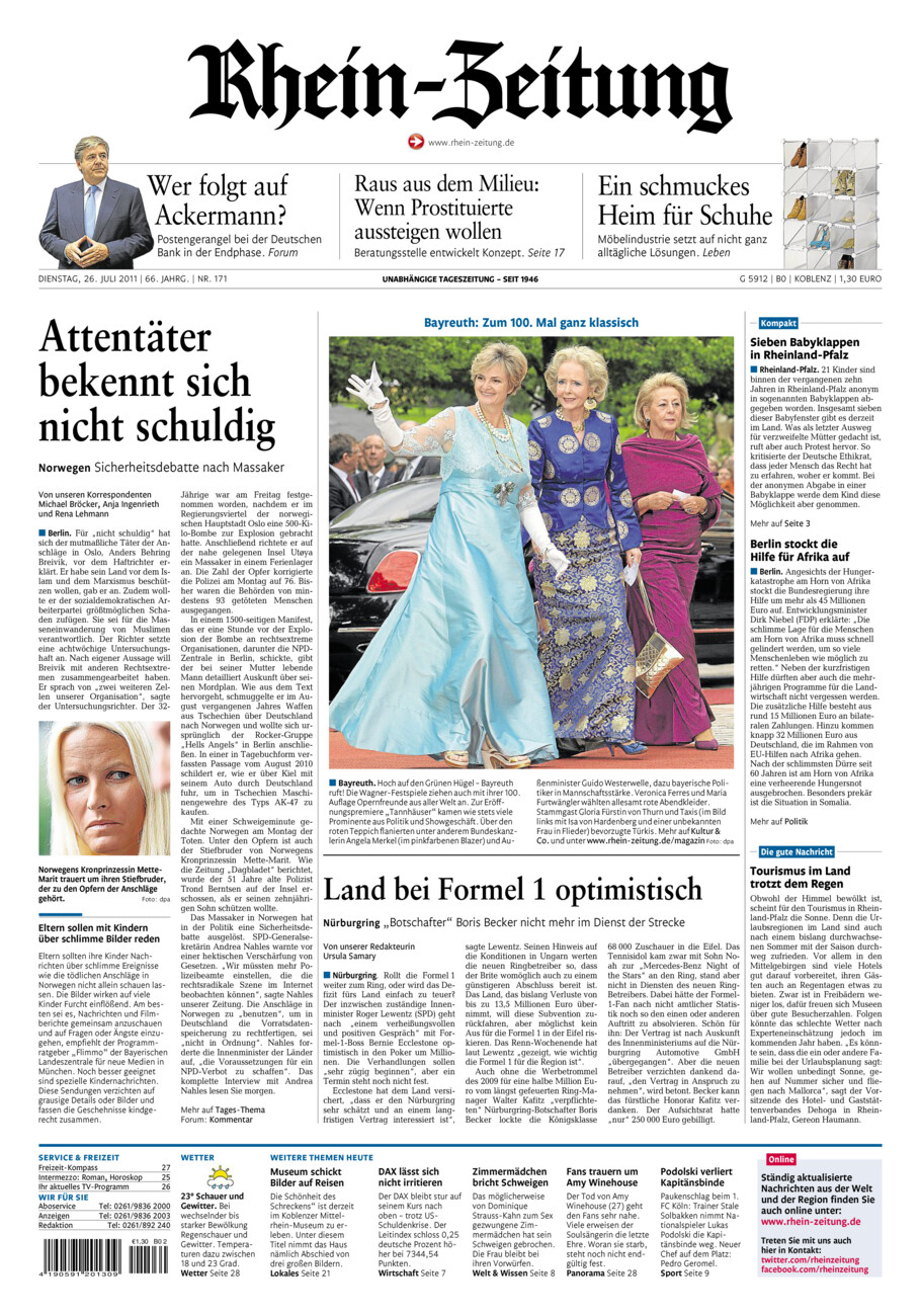 Rhein-Zeitung Koblenz & Region vom Dienstag, 26.07.2011