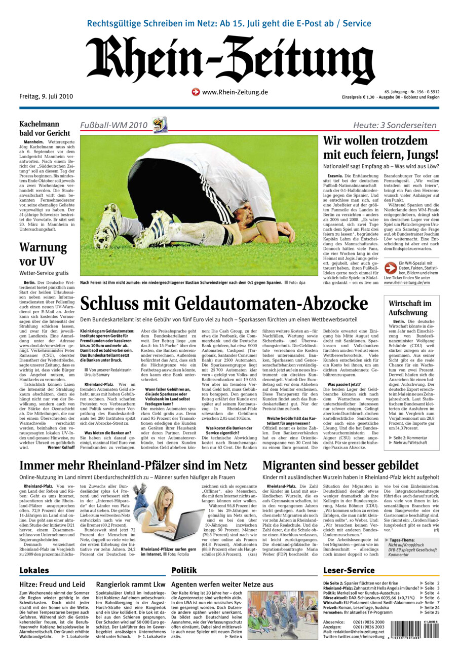 Rhein-Zeitung Koblenz & Region vom Freitag, 09.07.2010