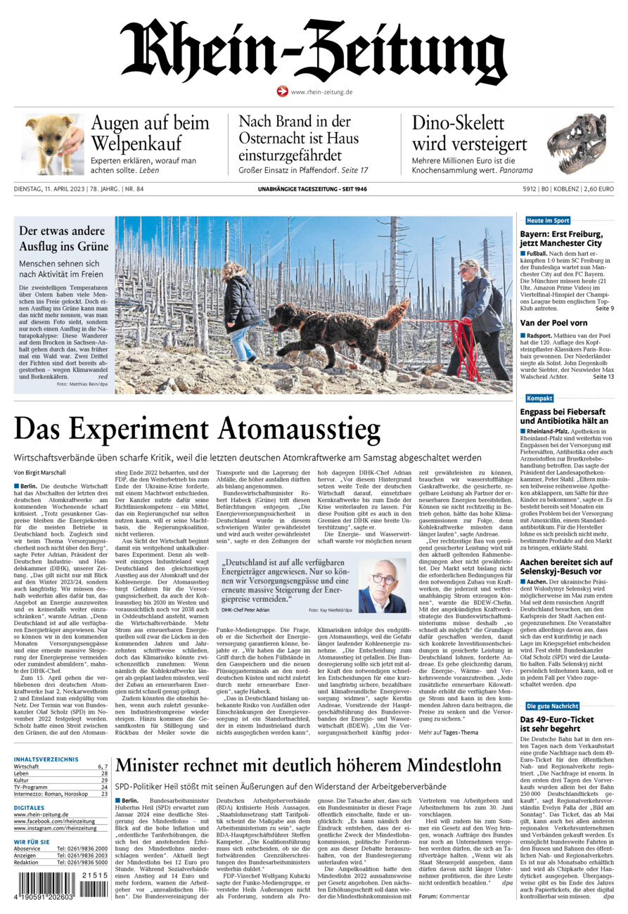 Rhein-Zeitung Koblenz & Region vom Dienstag, 11.04.2023