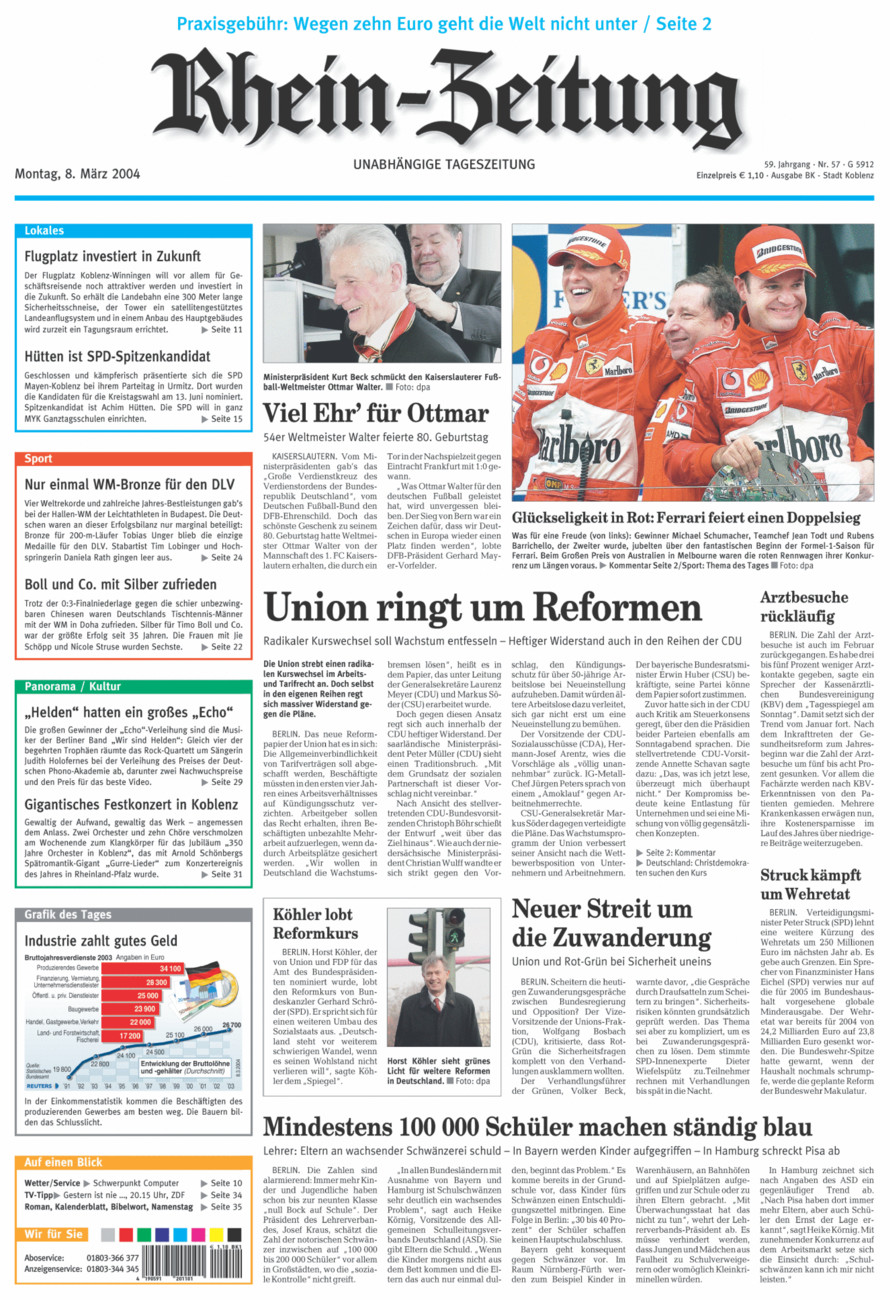 Rhein-Zeitung Koblenz & Region vom Montag, 08.03.2004