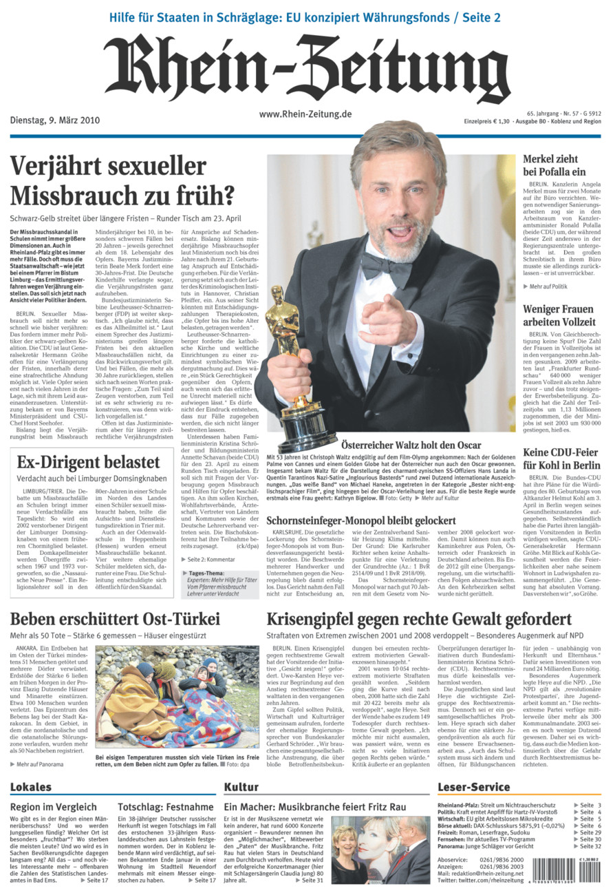 Rhein-Zeitung Koblenz & Region vom Dienstag, 09.03.2010