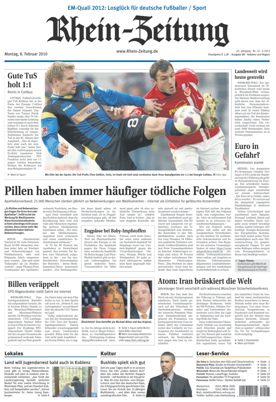 Rhein-Zeitung Koblenz & Region vom Montag, 08.02.2010