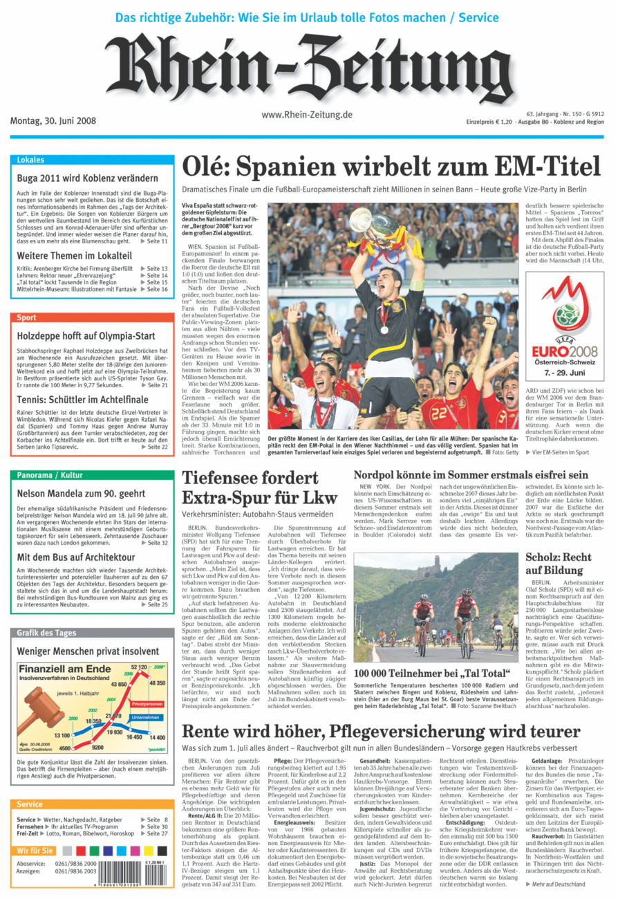 Rhein-Zeitung Koblenz & Region vom Montag, 30.06.2008