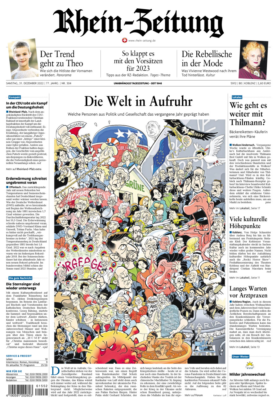Rhein-Zeitung Koblenz & Region vom Samstag, 31.12.2022