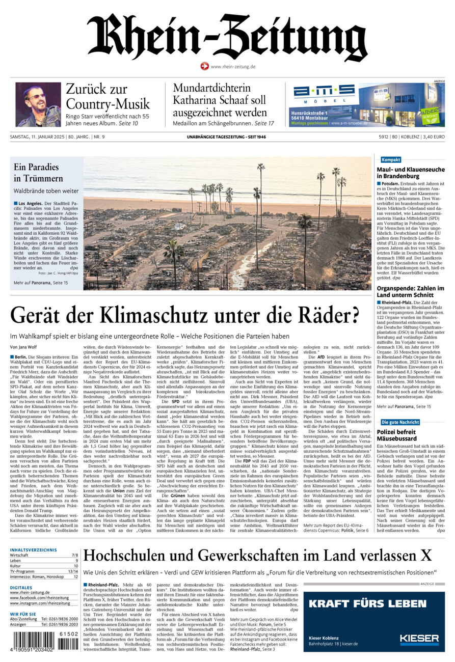 Rhein-Zeitung Koblenz & Region vom Samstag, 11.01.2025