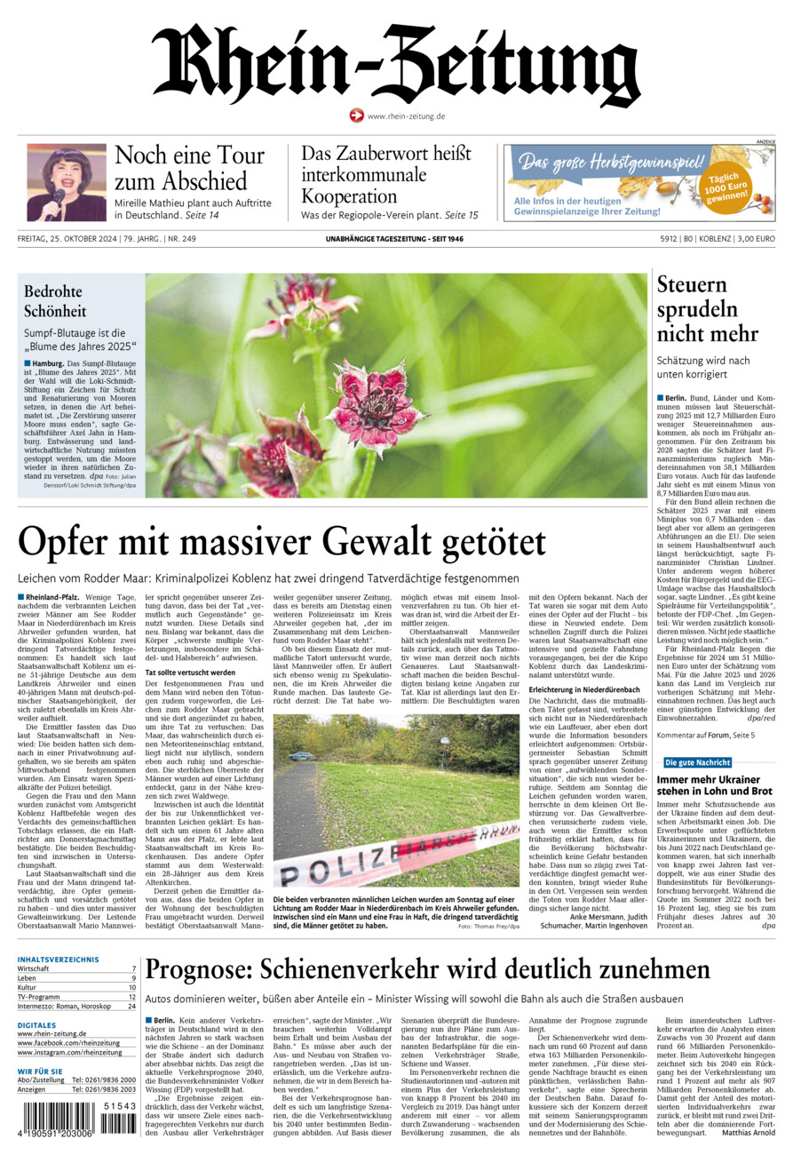 Rhein-Zeitung Koblenz & Region vom Freitag, 25.10.2024