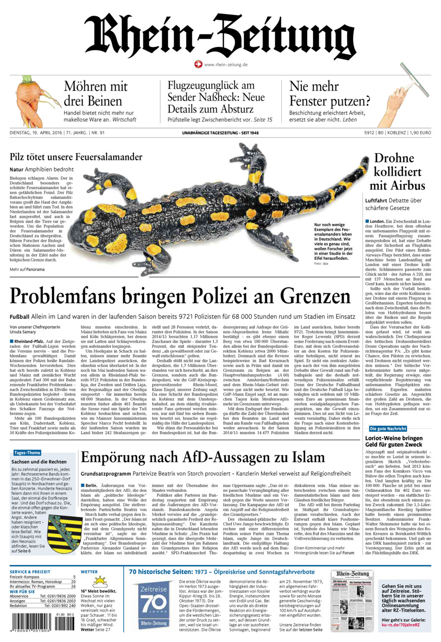 Rhein-Zeitung Koblenz & Region vom Dienstag, 19.04.2016