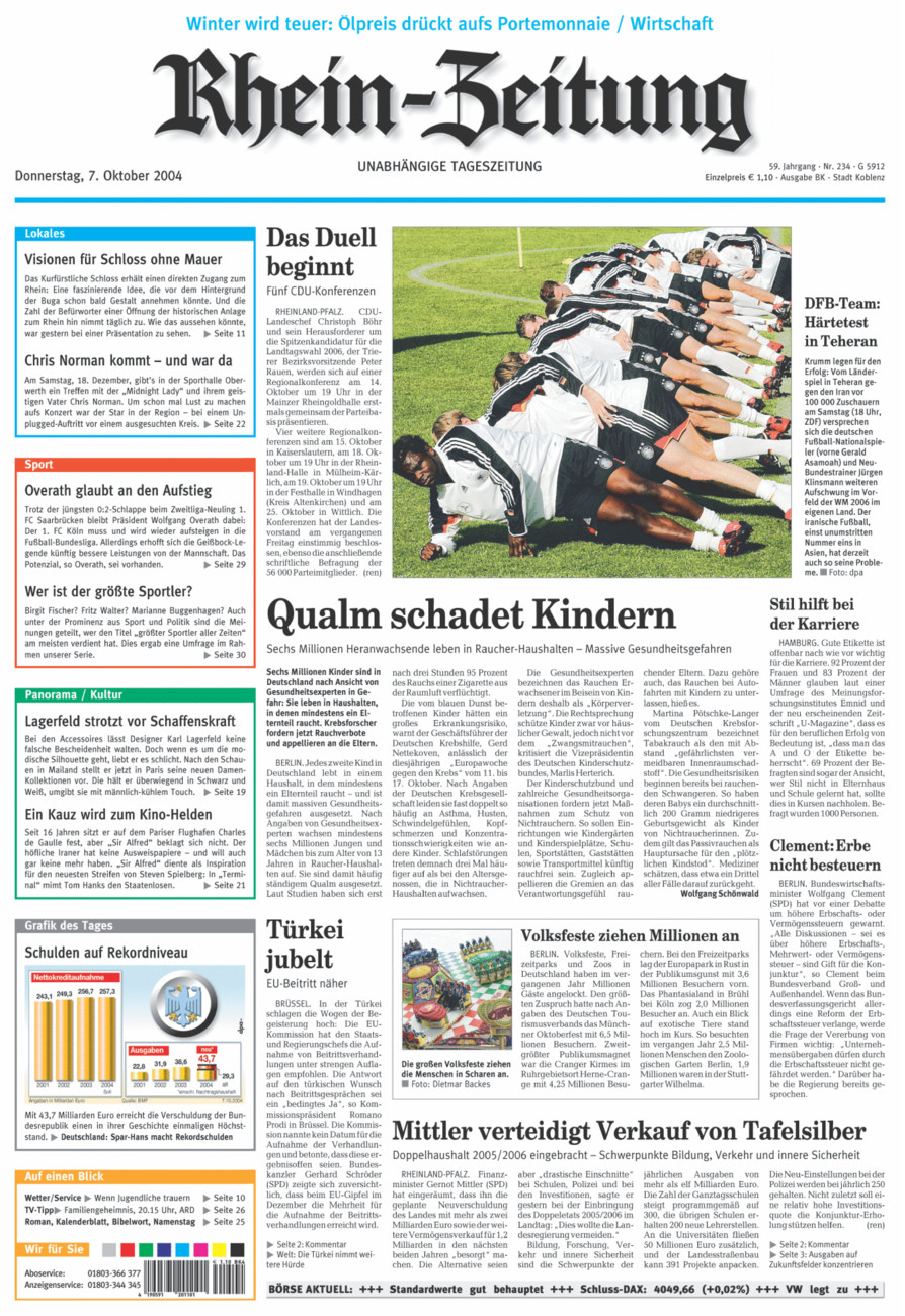 Rhein-Zeitung Koblenz & Region vom Donnerstag, 07.10.2004