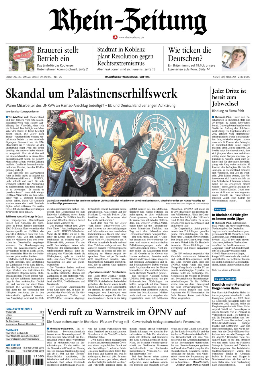 Rhein-Zeitung Koblenz & Region vom Dienstag, 30.01.2024