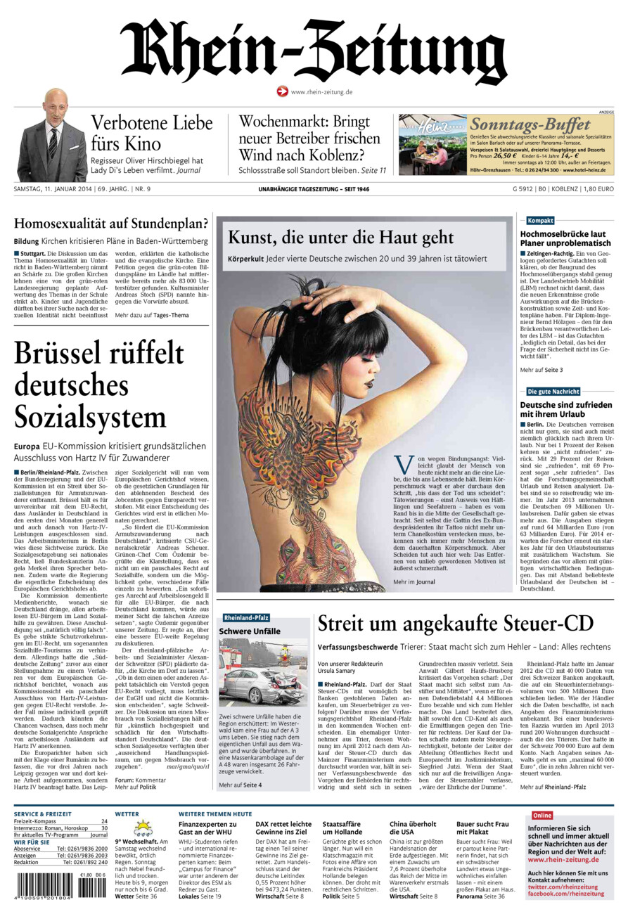 Rhein-Zeitung Koblenz & Region vom Samstag, 11.01.2014