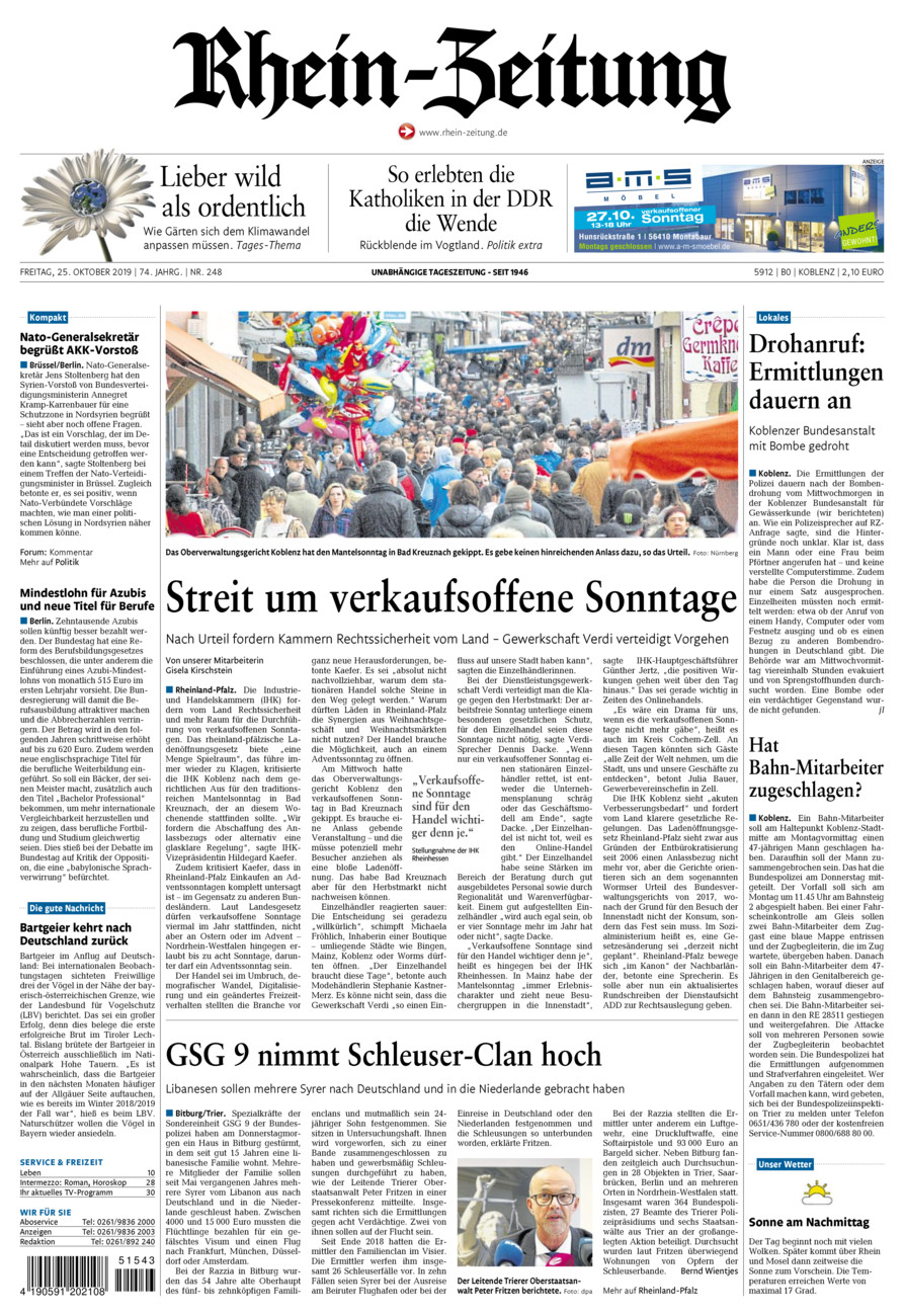 Rhein-Zeitung Koblenz & Region vom Freitag, 25.10.2019