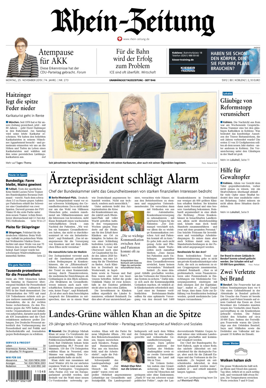 Rhein-Zeitung Koblenz & Region vom Montag, 25.11.2019