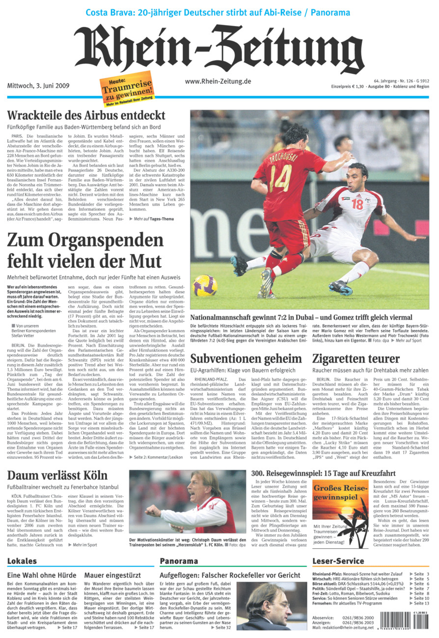 Rhein-Zeitung Koblenz & Region vom Mittwoch, 03.06.2009