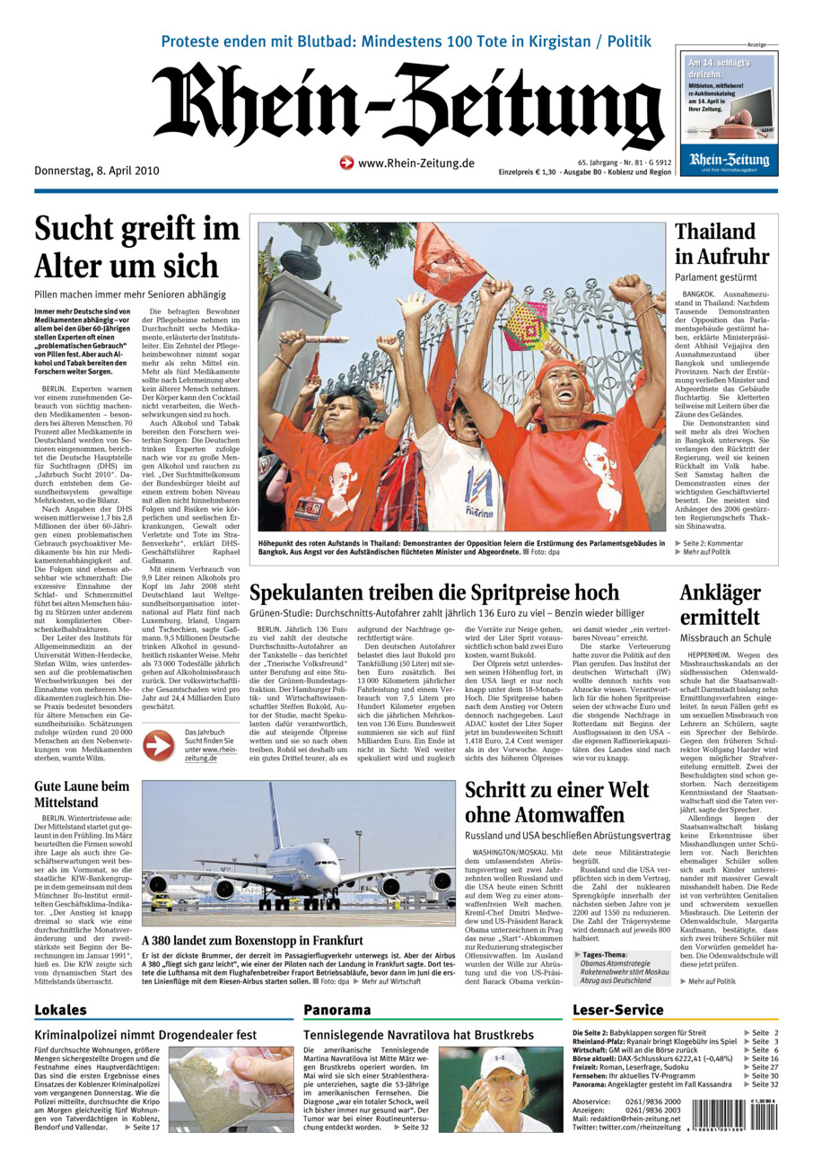 Rhein-Zeitung Koblenz & Region vom Donnerstag, 08.04.2010