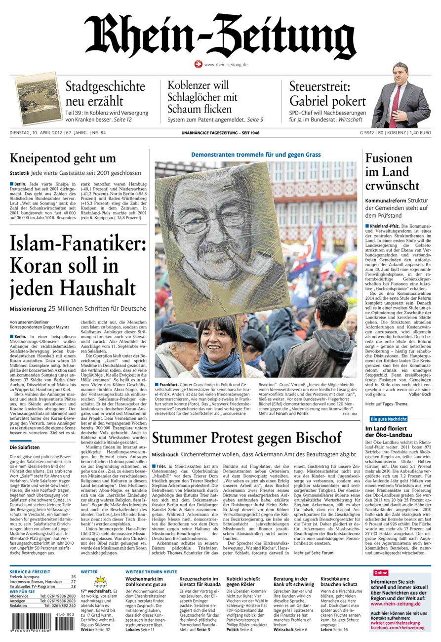 Rhein-Zeitung Koblenz & Region vom Dienstag, 10.04.2012