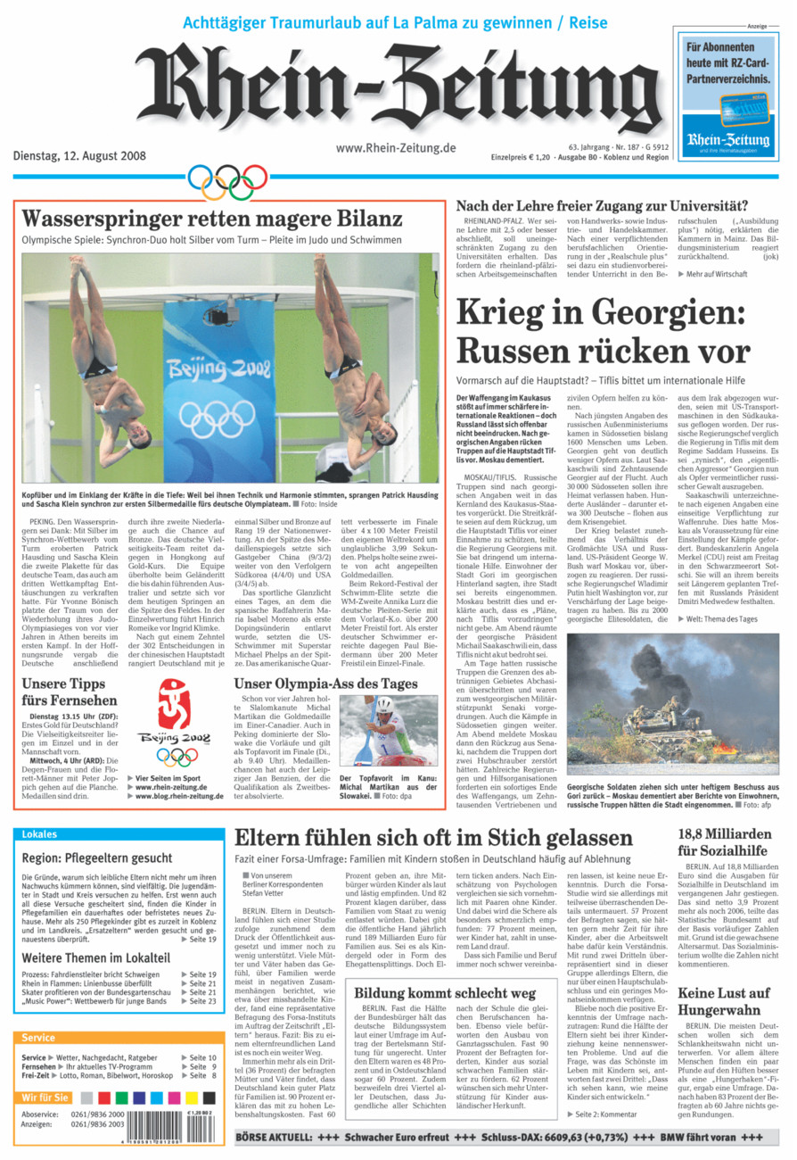 Rhein-Zeitung Koblenz & Region vom Dienstag, 12.08.2008