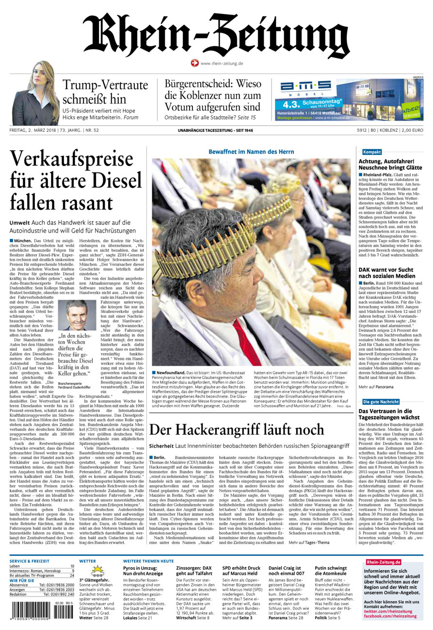 Rhein-Zeitung Koblenz & Region vom Freitag, 02.03.2018