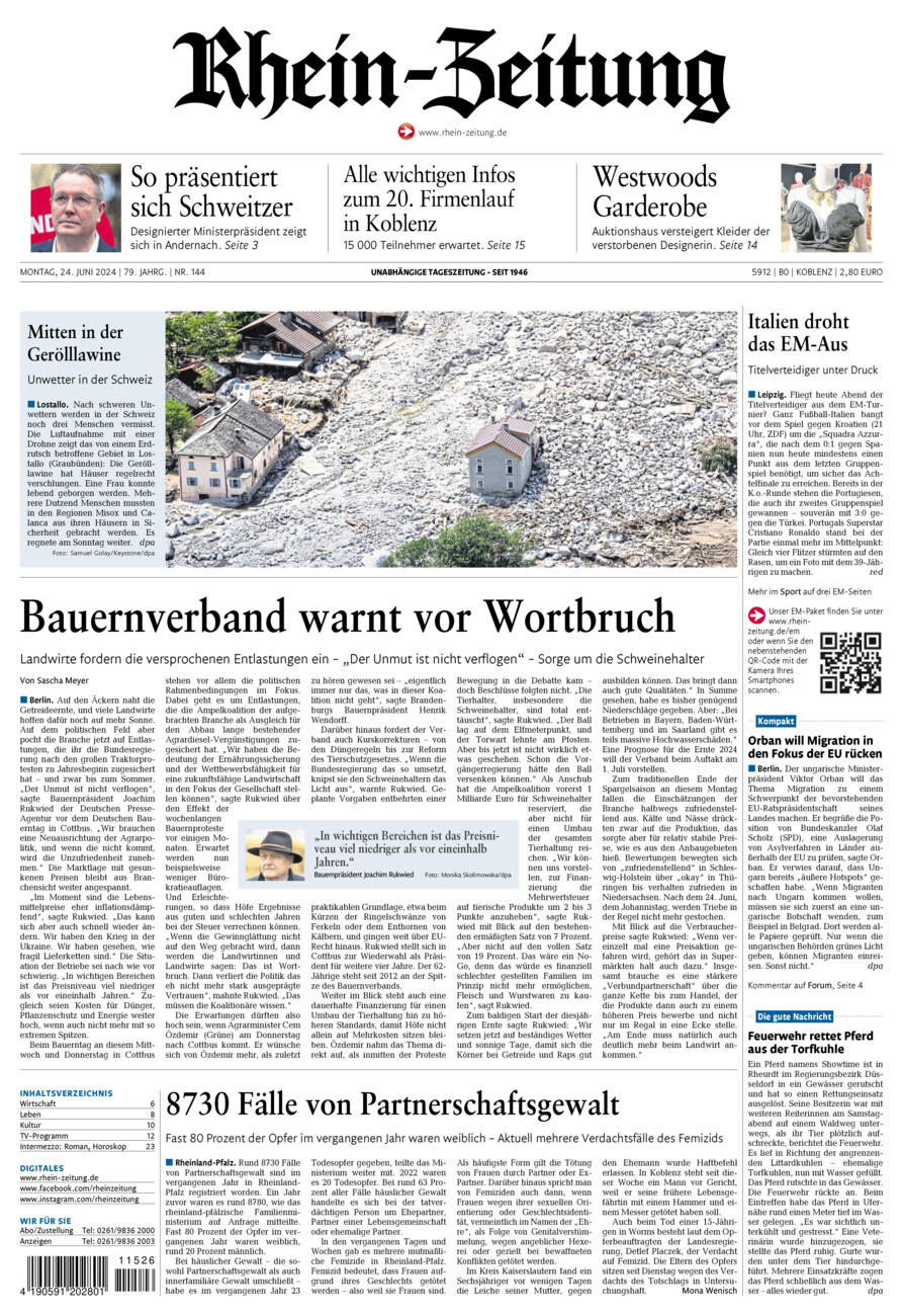 Rhein-Zeitung Koblenz & Region vom Montag, 24.06.2024