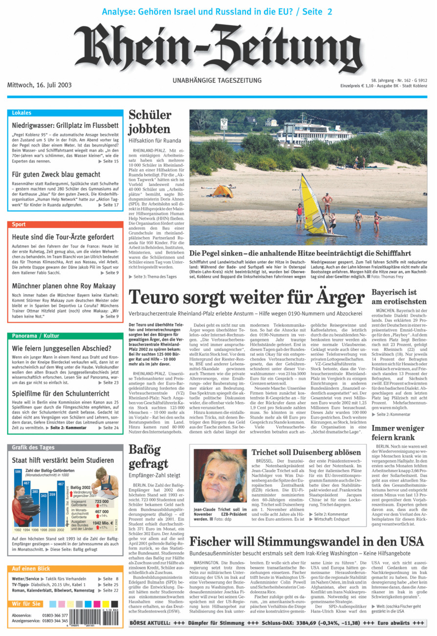 Rhein-Zeitung Koblenz & Region vom Mittwoch, 16.07.2003