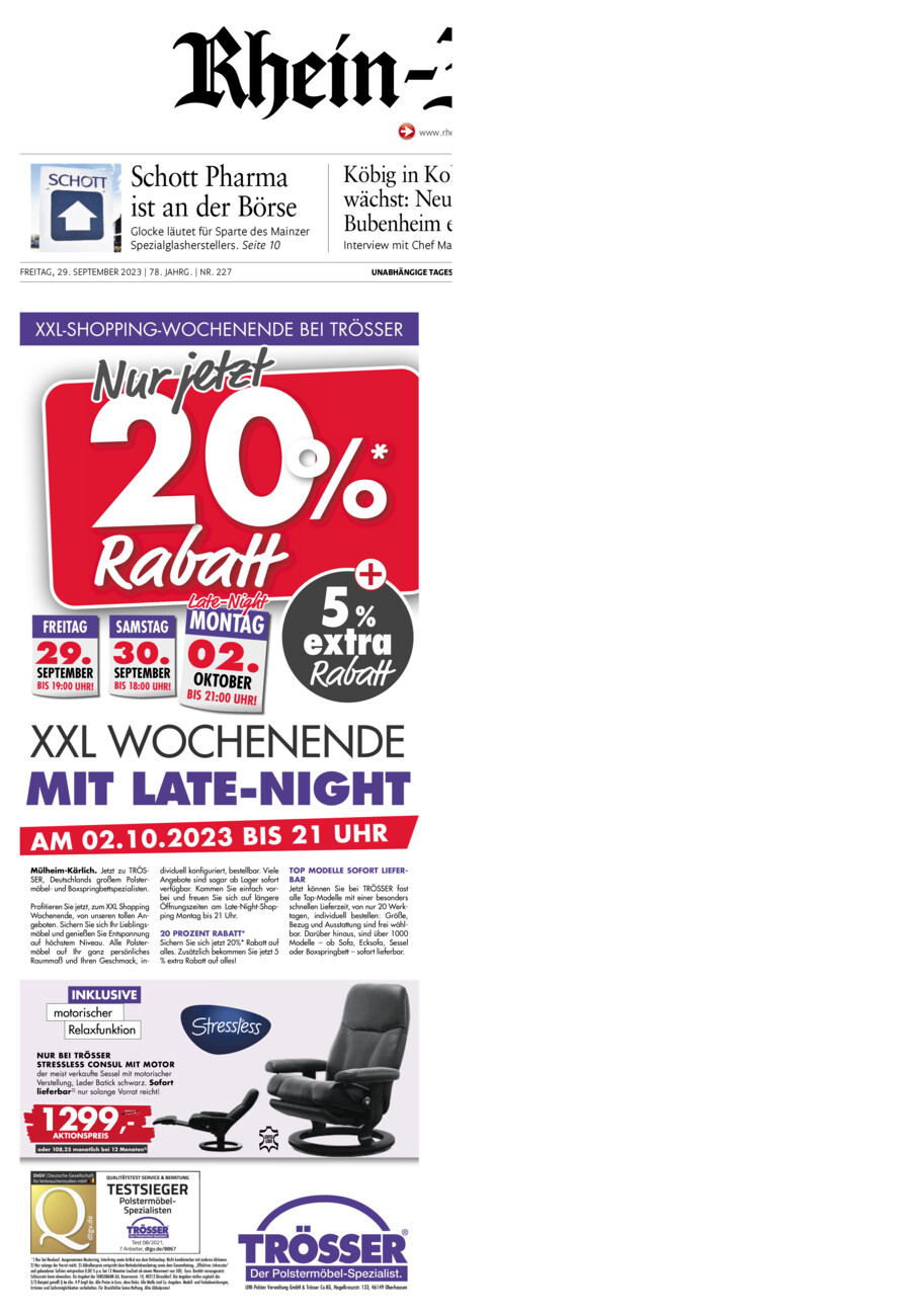 Rhein-Zeitung Koblenz & Region vom Freitag, 29.09.2023