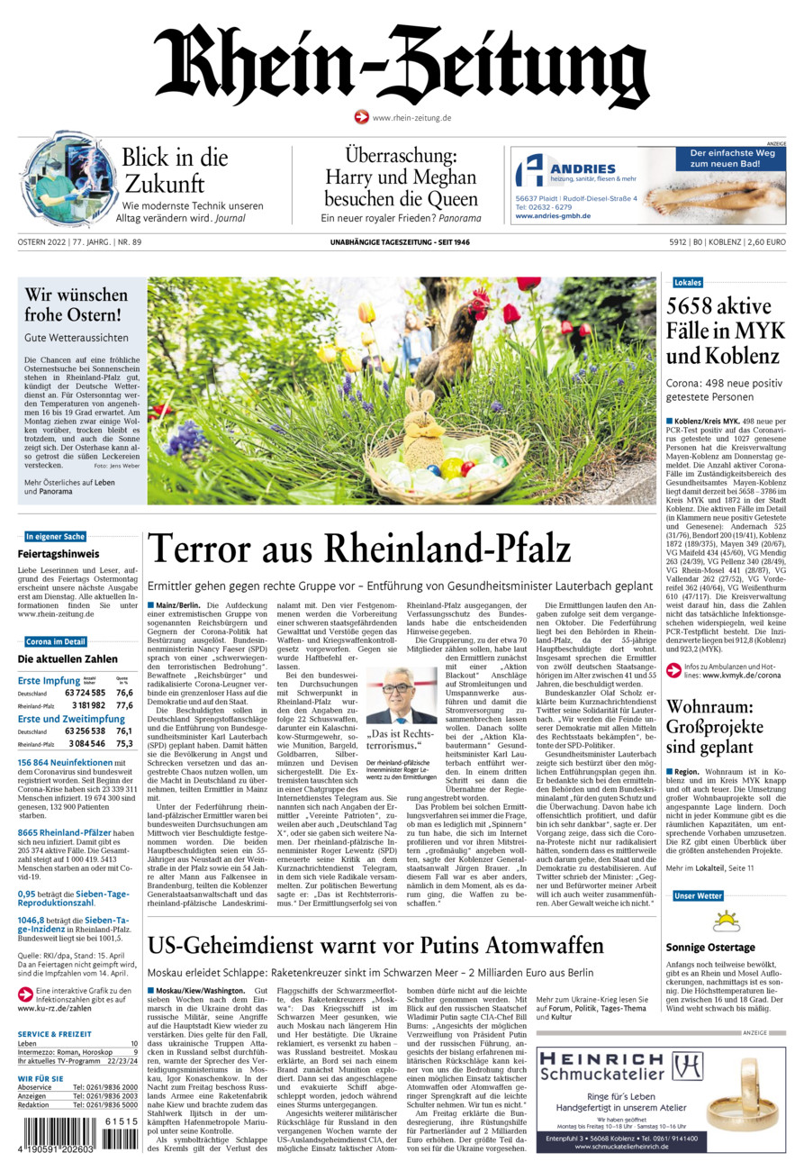 Rhein-Zeitung Koblenz & Region vom Samstag, 16.04.2022