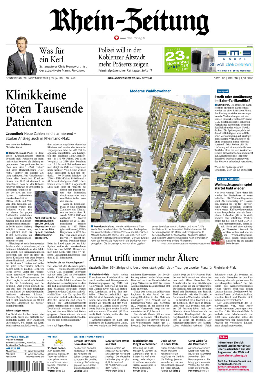 Rhein-Zeitung Koblenz & Region vom Donnerstag, 20.11.2014
