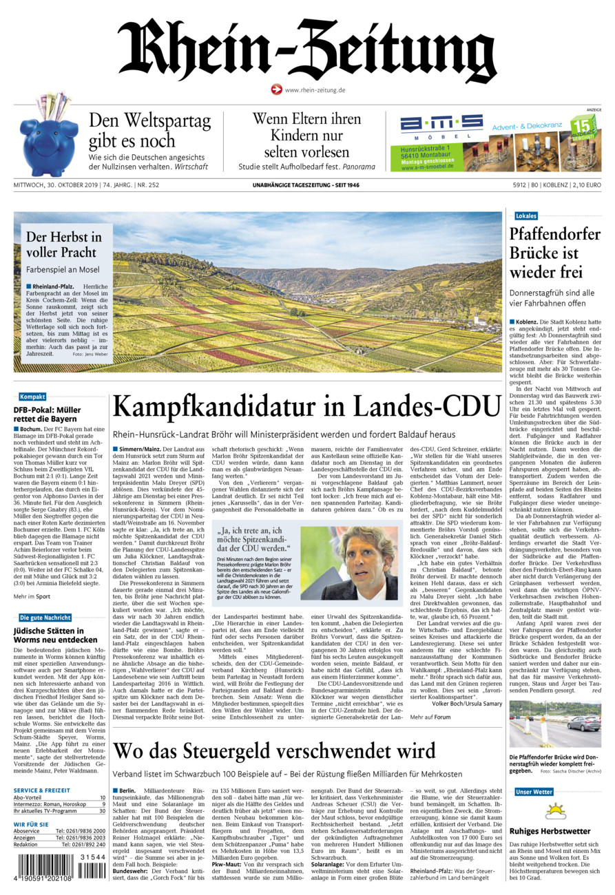 Rhein-Zeitung Koblenz & Region vom Mittwoch, 30.10.2019