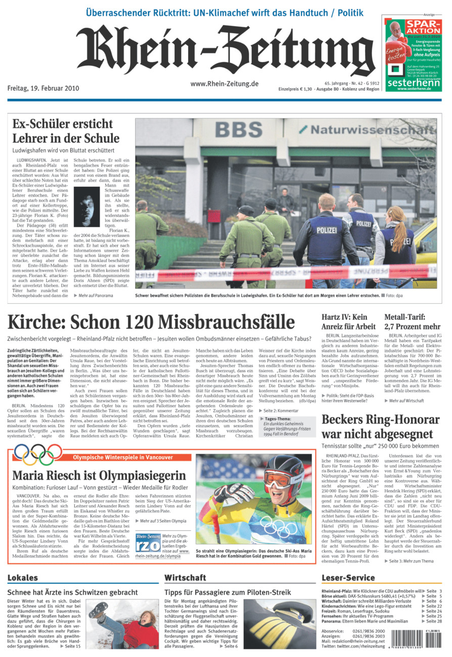 Rhein-Zeitung Koblenz & Region vom Freitag, 19.02.2010
