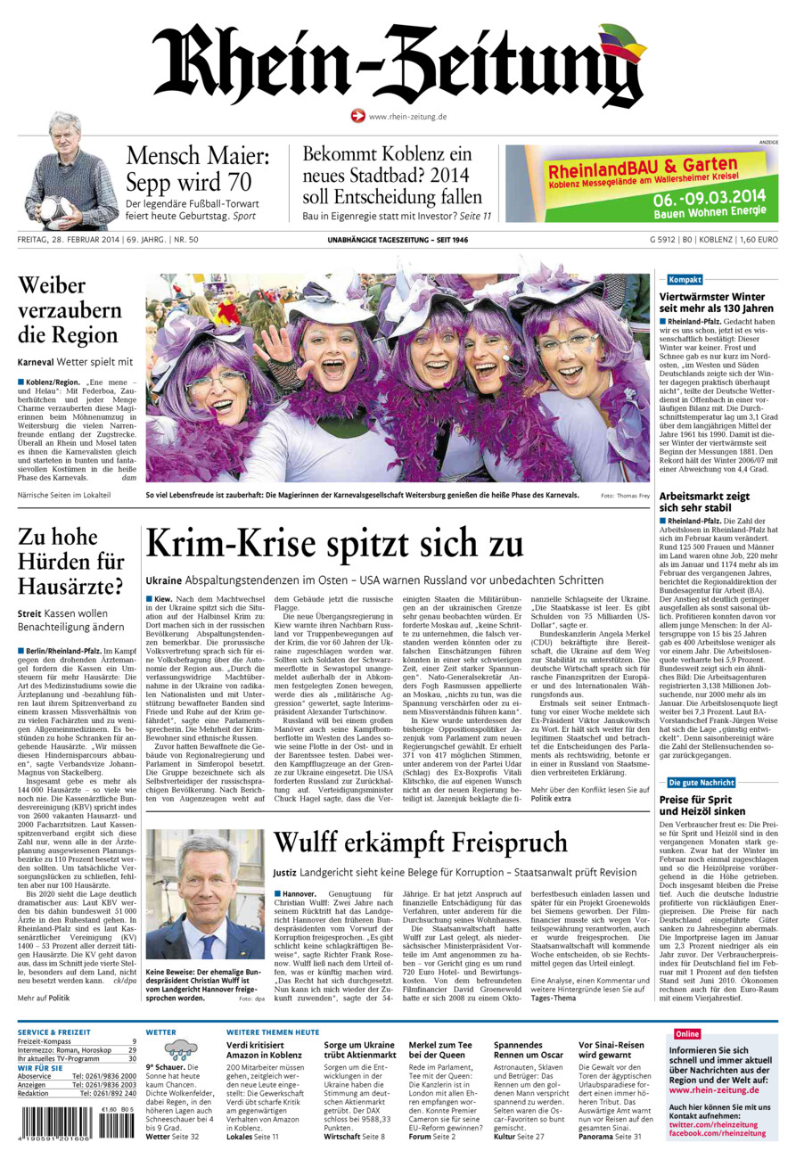 Rhein-Zeitung Koblenz & Region vom Freitag, 28.02.2014