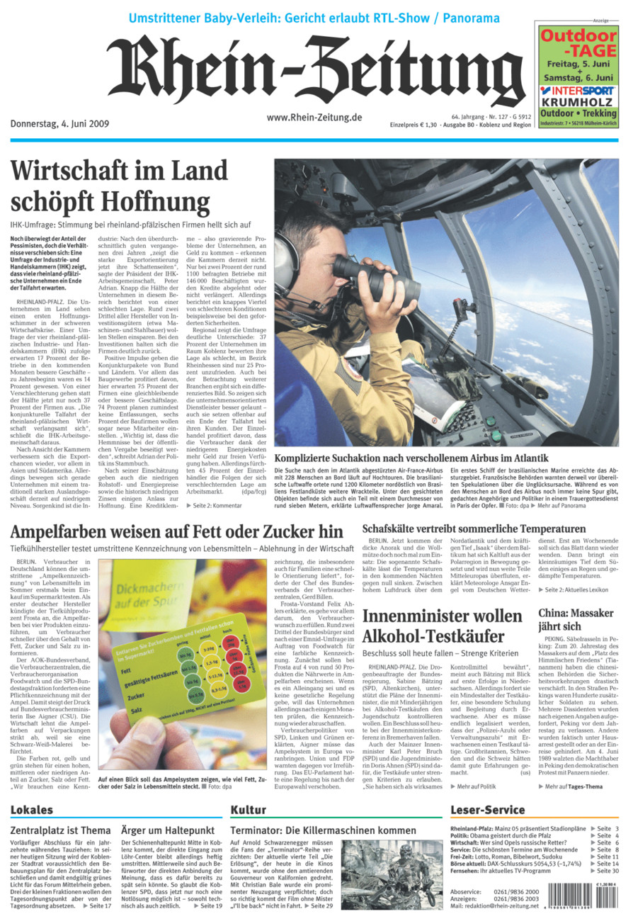 Rhein-Zeitung Koblenz & Region vom Donnerstag, 04.06.2009