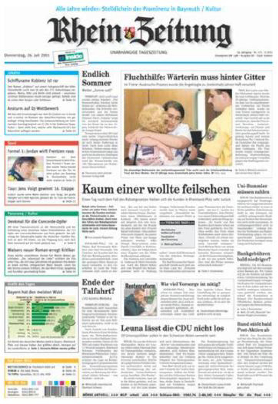 Rhein-Zeitung Koblenz & Region vom Donnerstag, 26.07.2001