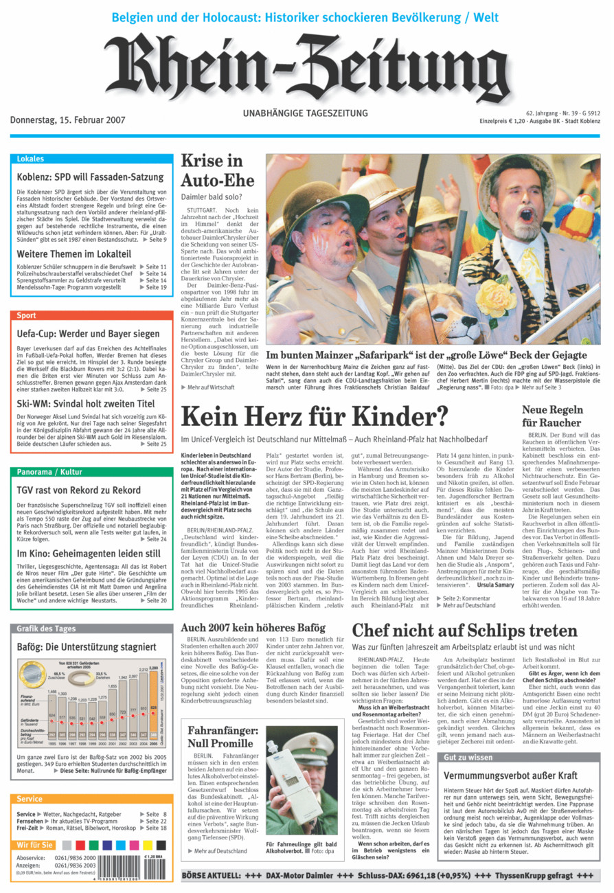 Rhein-Zeitung Koblenz & Region vom Donnerstag, 15.02.2007