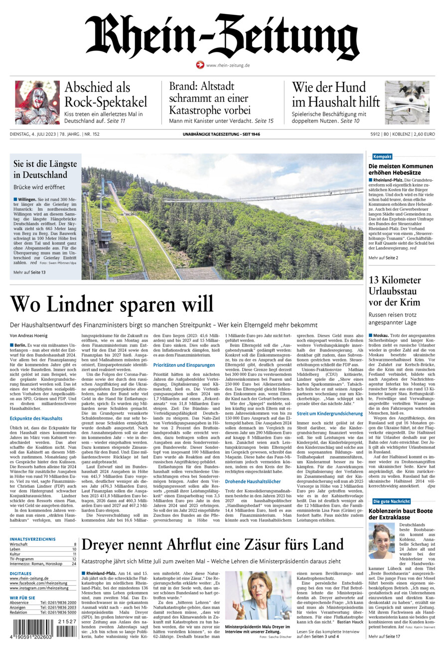 Rhein-Zeitung Koblenz & Region vom Dienstag, 04.07.2023