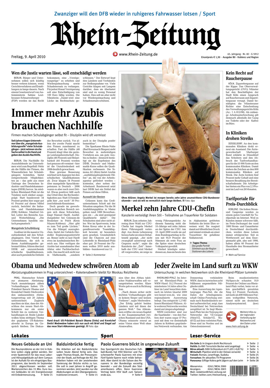 Rhein-Zeitung Koblenz & Region vom Freitag, 09.04.2010