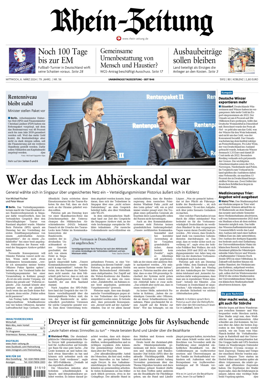 Rhein-Zeitung Koblenz & Region vom Mittwoch, 06.03.2024