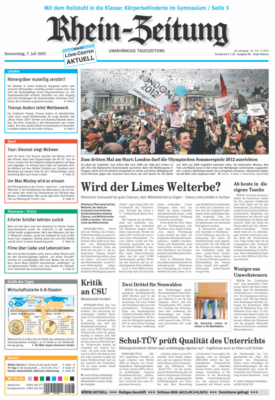 Rhein-Zeitung Koblenz & Region vom Donnerstag, 07.07.2005