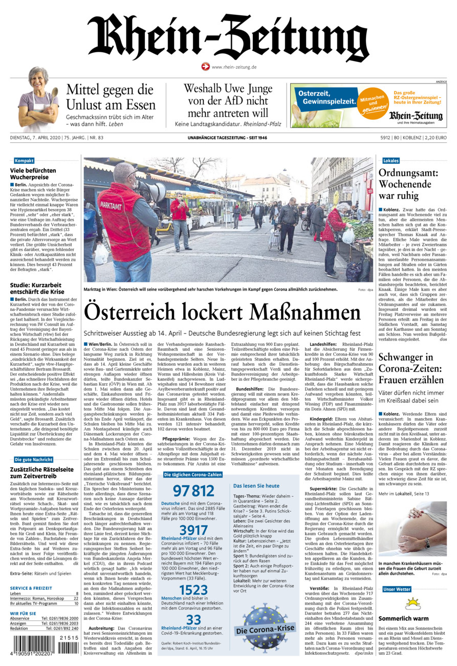 Rhein-Zeitung Koblenz & Region vom Dienstag, 07.04.2020