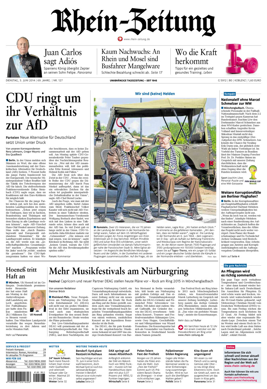 Rhein-Zeitung Koblenz & Region vom Dienstag, 03.06.2014