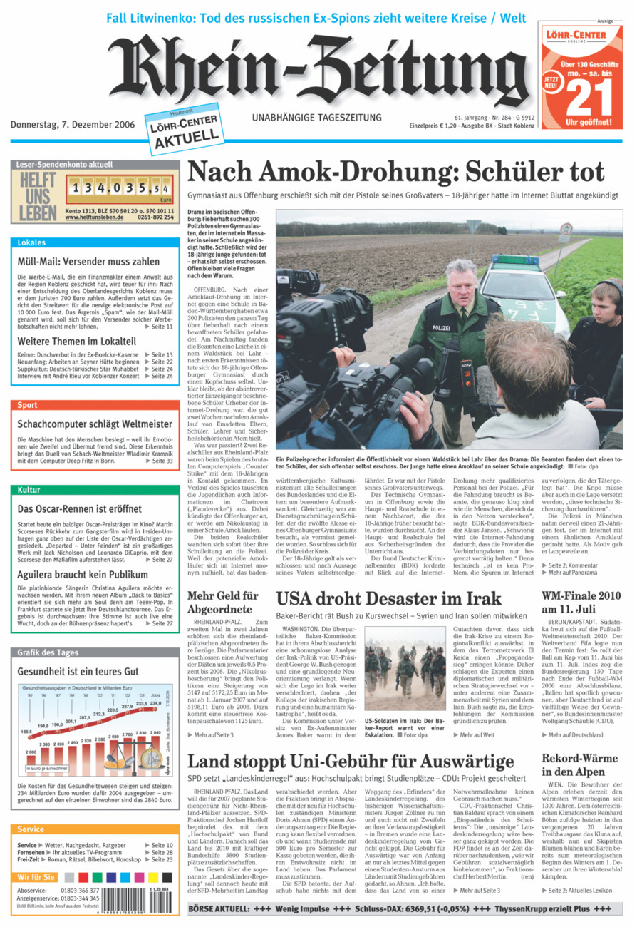 Rhein-Zeitung Koblenz & Region vom Donnerstag, 07.12.2006