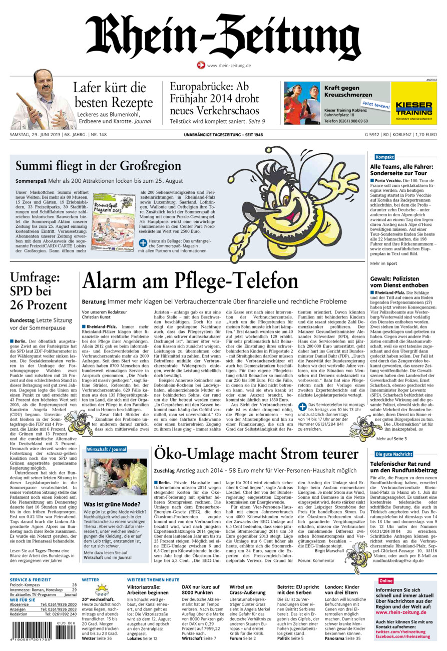Rhein-Zeitung Koblenz & Region vom Samstag, 29.06.2013