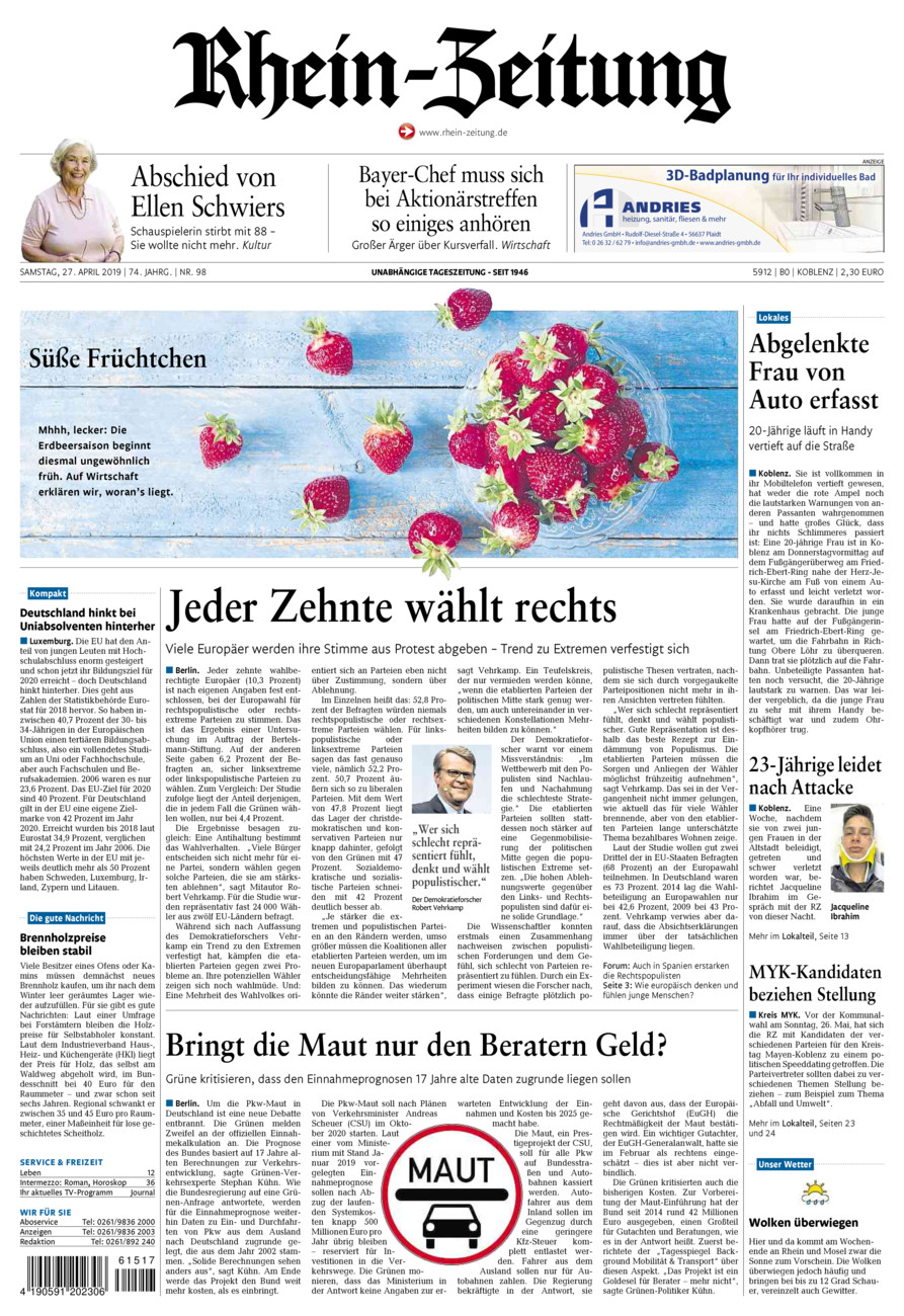 Rhein-Zeitung Koblenz & Region vom Samstag, 27.04.2019