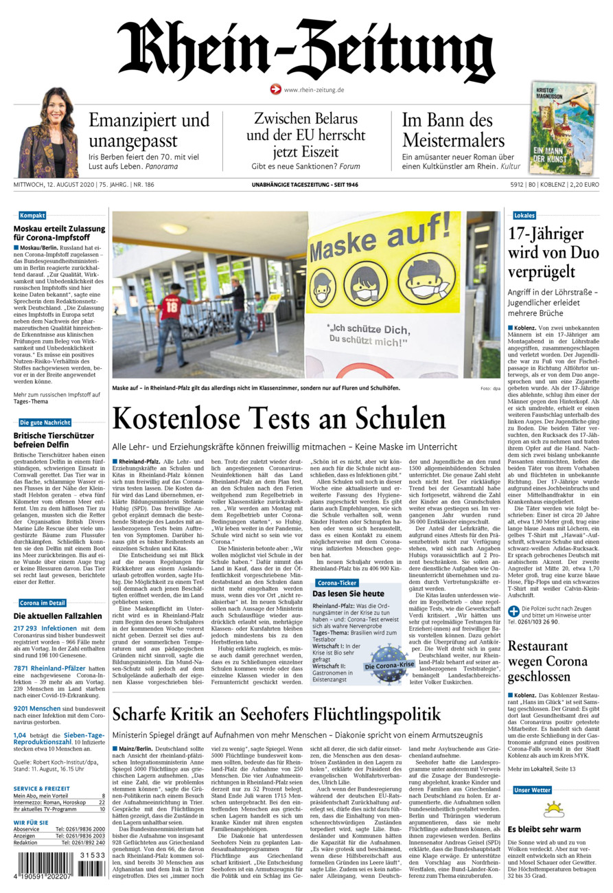 Rhein-Zeitung Koblenz & Region vom Mittwoch, 12.08.2020