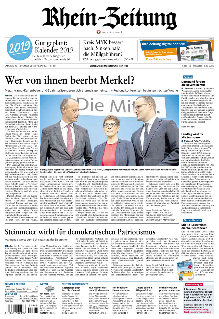 Rhein-Zeitung Koblenz & Region vom Samstag, 10.11.2018