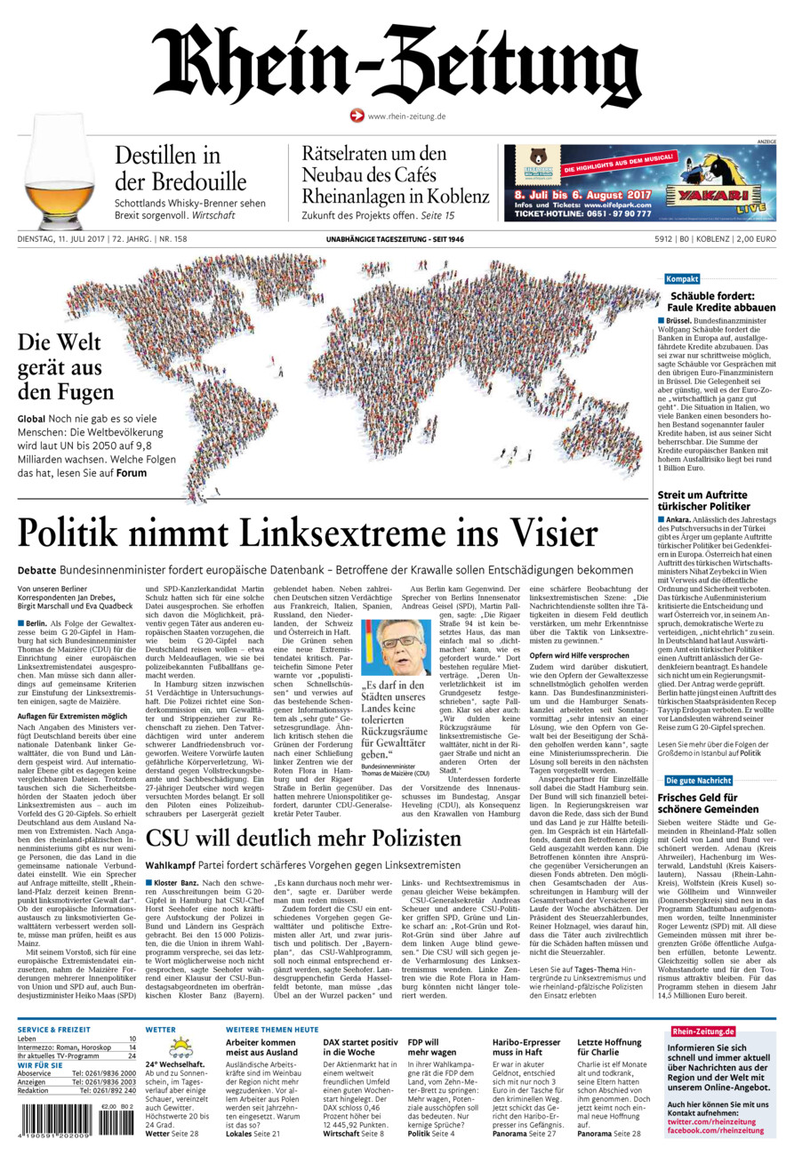 Rhein-Zeitung Koblenz & Region vom Dienstag, 11.07.2017