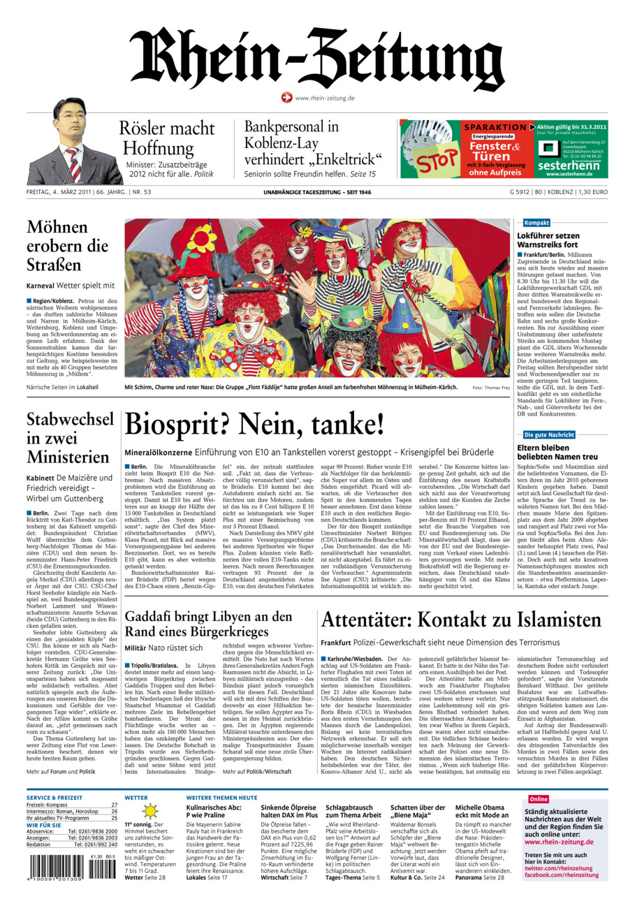 Rhein-Zeitung Koblenz & Region vom Freitag, 04.03.2011