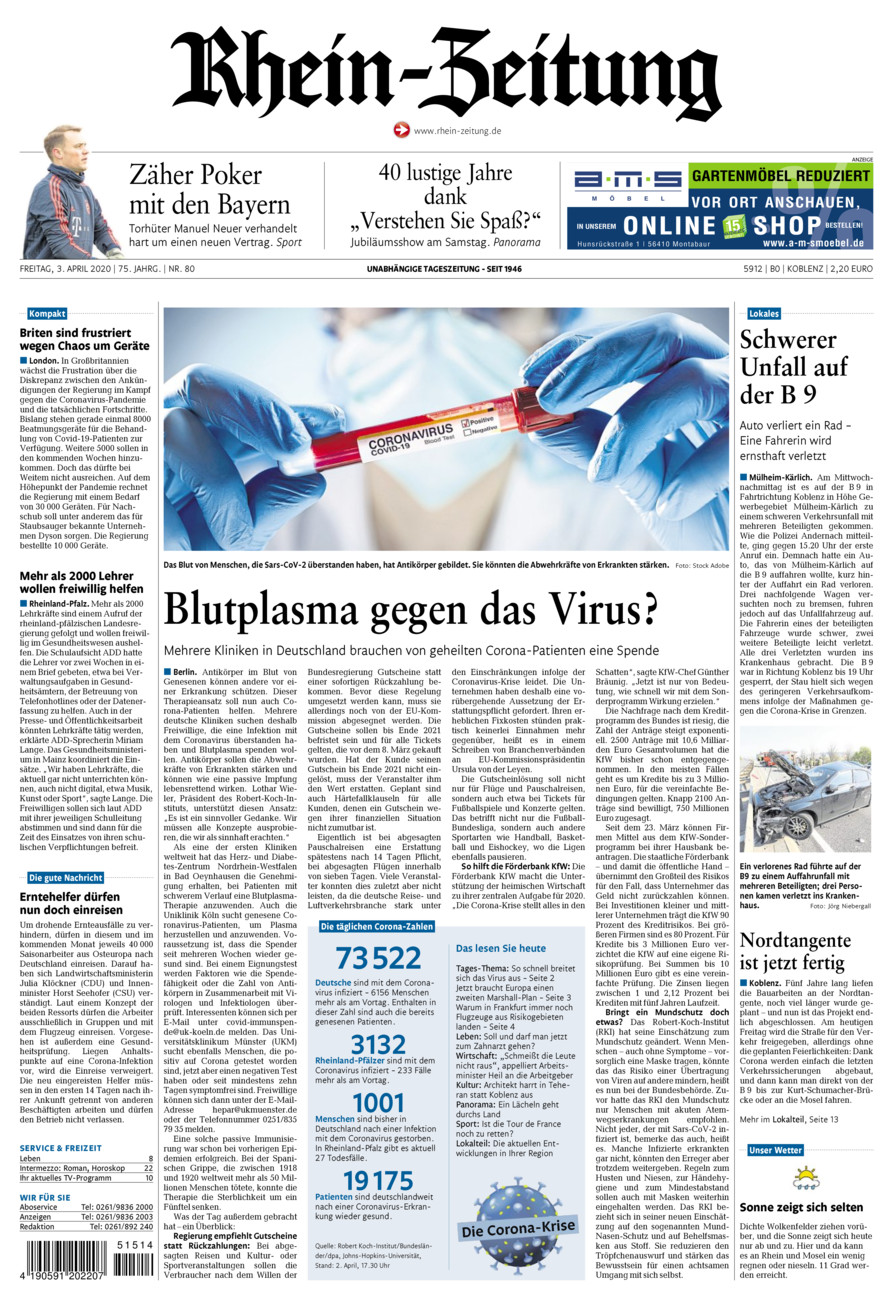 Rhein-Zeitung Koblenz & Region vom Freitag, 03.04.2020