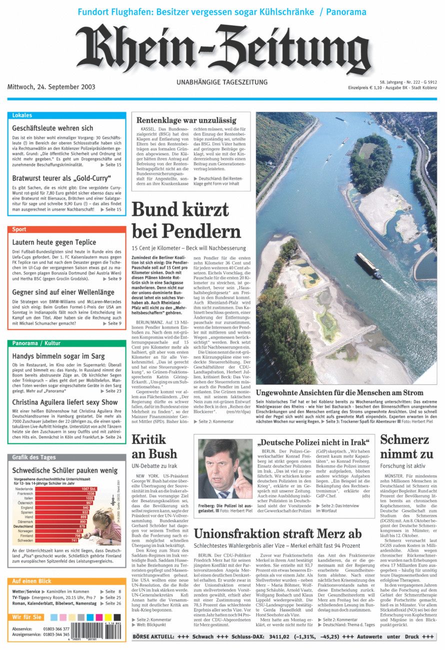 Rhein-Zeitung Koblenz & Region vom Mittwoch, 24.09.2003
